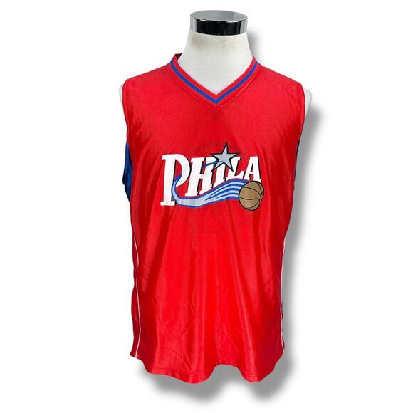 Philadelphia 76ers Reversible Jersey Red White Men’s Medium V-Neck Pullover - Picture 1 of 8